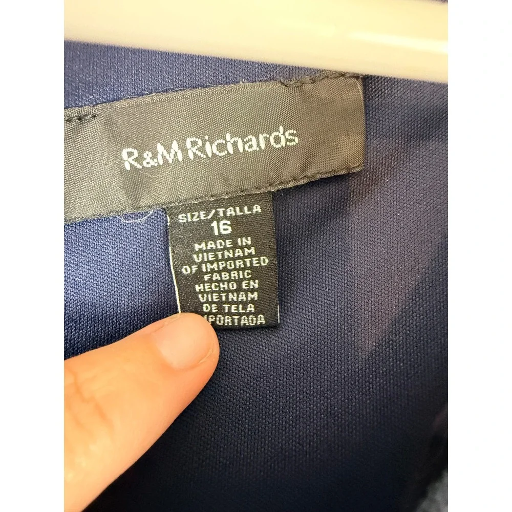 R&M Richards Womens Navy Blue Lace Dress Bolero Jacket 16 Mother of the Bride XL